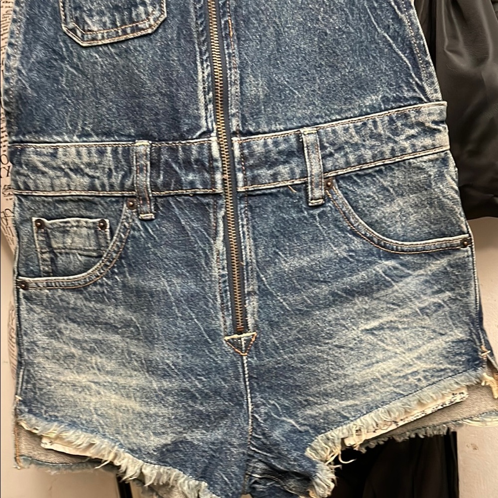 We The Free Blue Denim Overalls with Distressed Hem NWOT - Picture 10 of 10